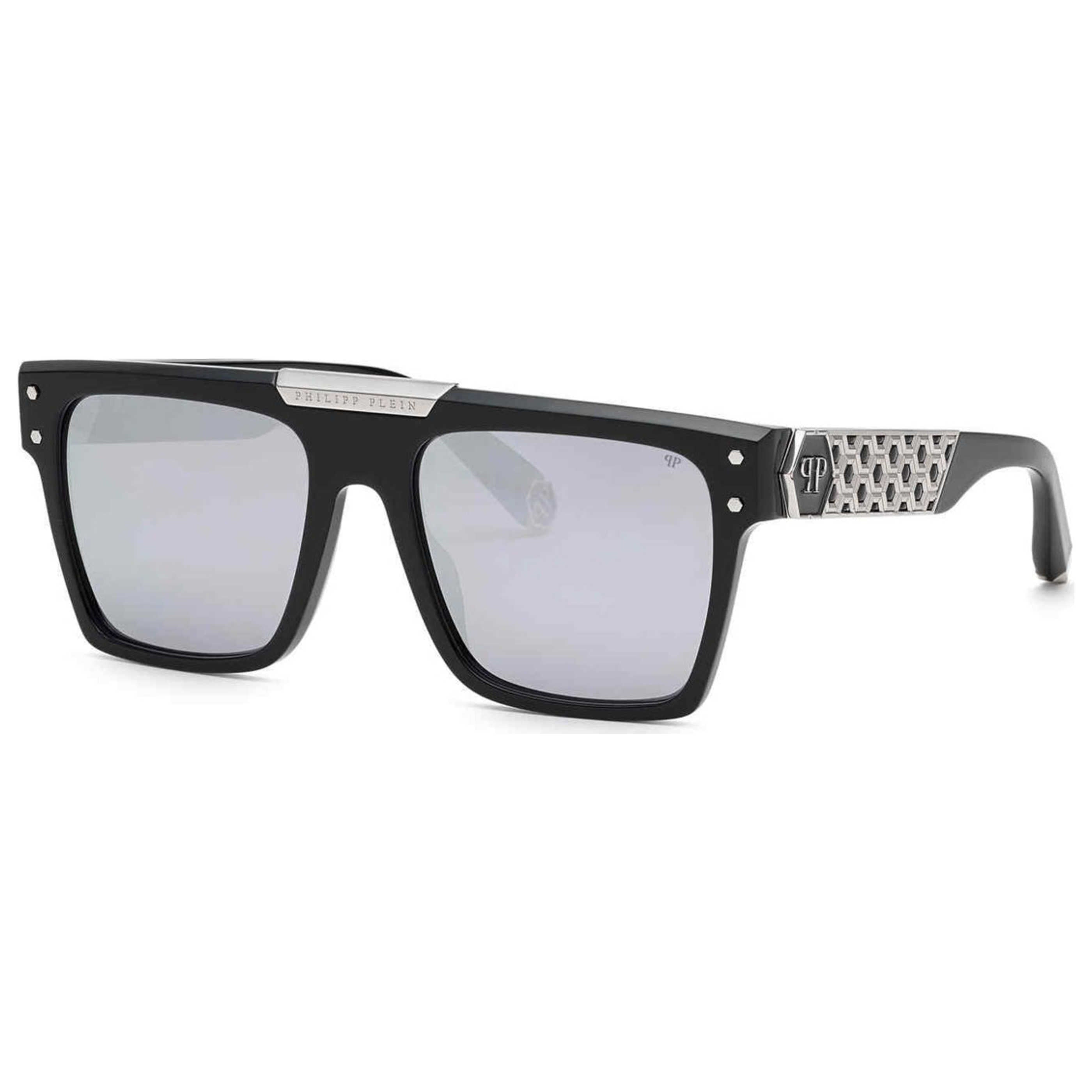 משקפי שמש Philipp Plein דגם Spp08055700W יוניסקס 55 מ״מ בצבע שחור מבריק