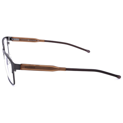 משקפי ראייה Tommy Hilfiger לגברים 53 מ״מ בצבע רותניום כהה מט וחום