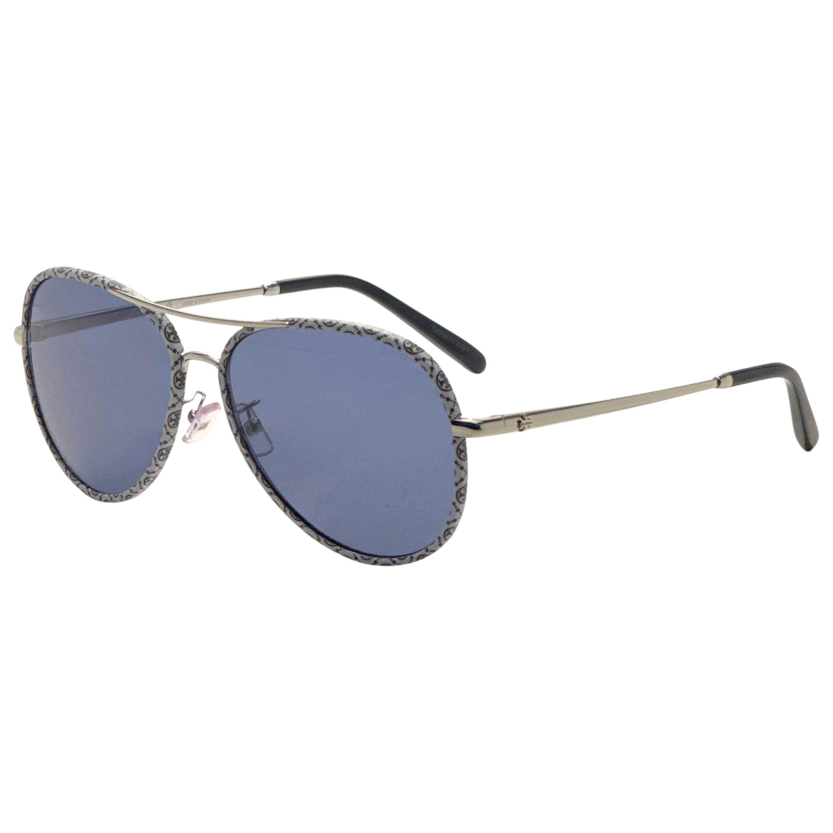 משקפי שמש Tory Burch דגם Ty6114 לנשים 58 מ״מ בצבע כסוף כחול Monogram עוטפת