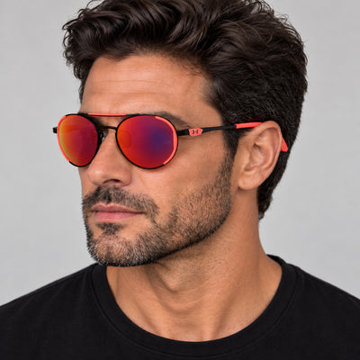 Under Armour UNISEX 55mm Black Orange Fluo Sunglasses UA0008-G-S-CAX-55