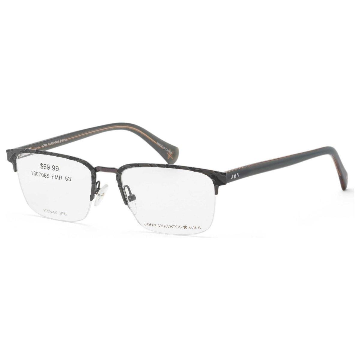 משקפי ראייה John Varvatos דגם Vjvc007530Bla לגברים 53 מ״מ בצבע שחור